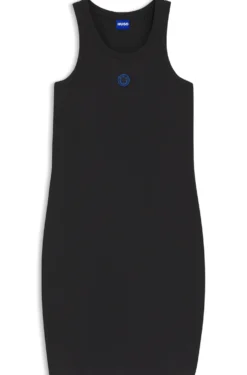 Stretch-cotton dress with Happy HUGO