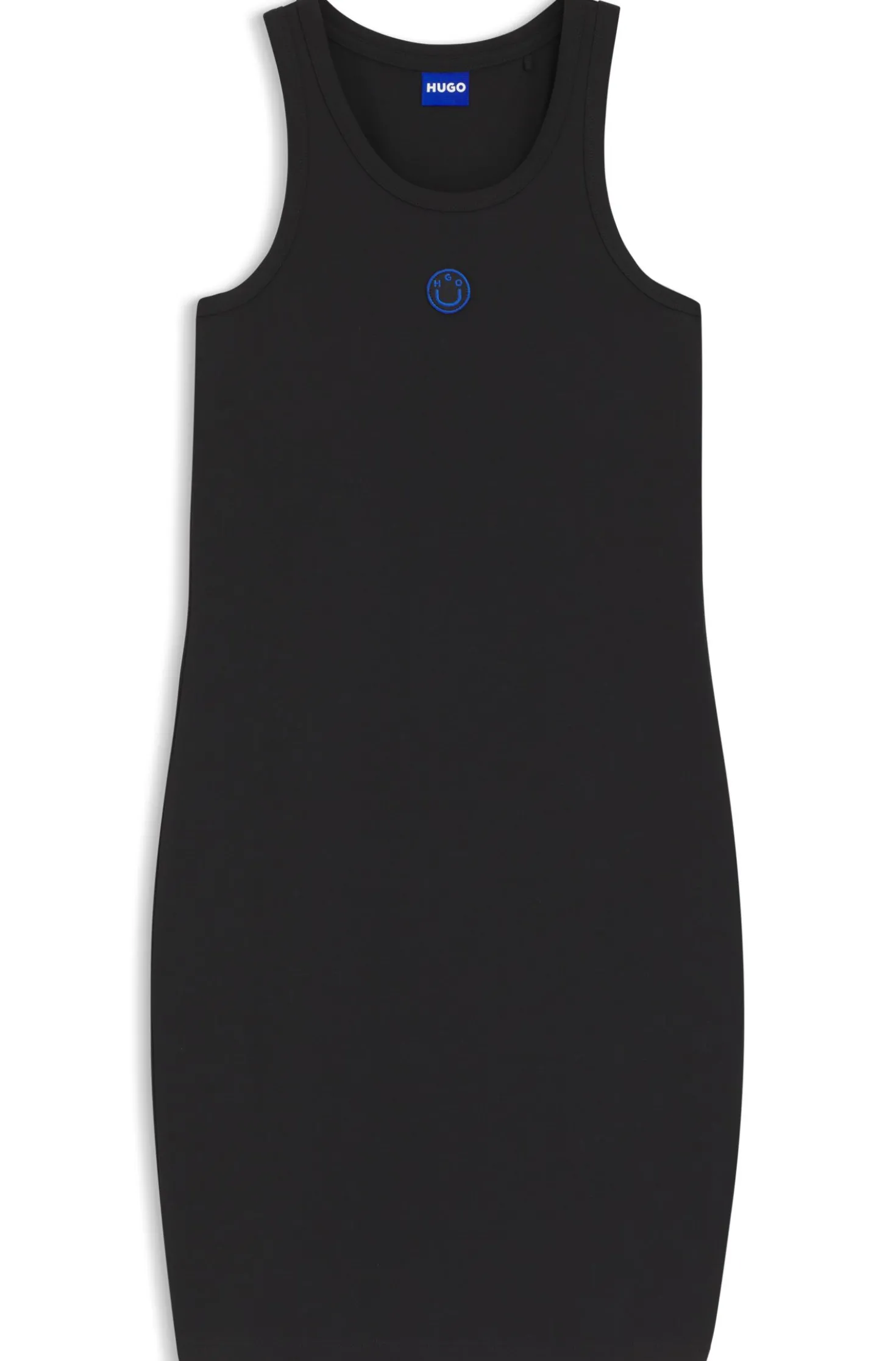 Stretch-cotton dress with Happy HUGO