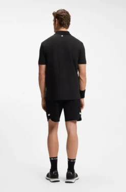 Stretch-cotton polo shirt with tennis-inspired logo