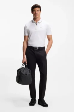 Stretch-cotton polo shirt with contrast stripes