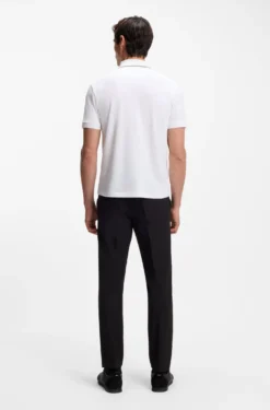 Stretch-cotton polo shirt with contrast stripes