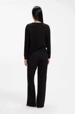 Stretch-cotton pyjama bottoms with logo waistband