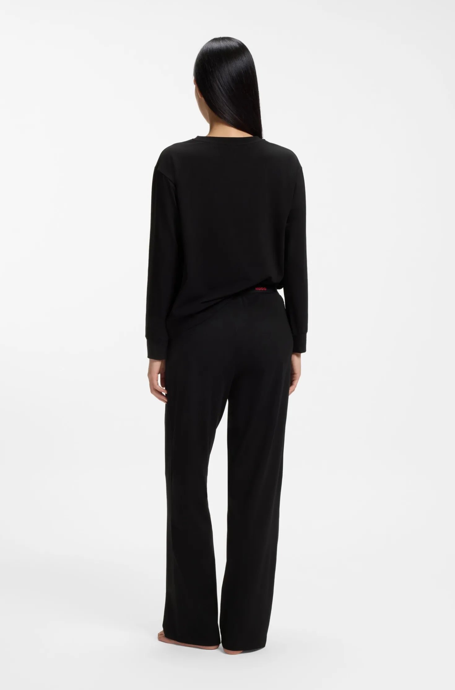 Stretch-cotton pyjama bottoms with logo waistband