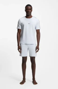 Stretch-cotton pyjama shorts with signature-stripe tape