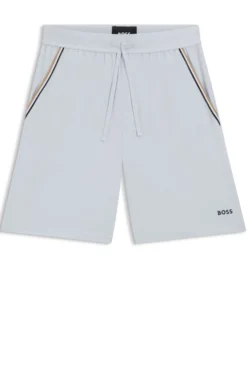 Stretch-cotton pyjama shorts with signature-stripe tape