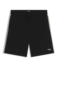 Stretch-cotton pyjama shorts with signature-stripe trims