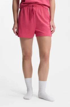 Stretch-cotton pyjama shorts with branded cords