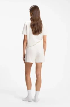 Stretch-cotton pyjama shorts with branded cords