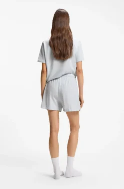 Stretch-cotton pyjama shorts with branded cords
