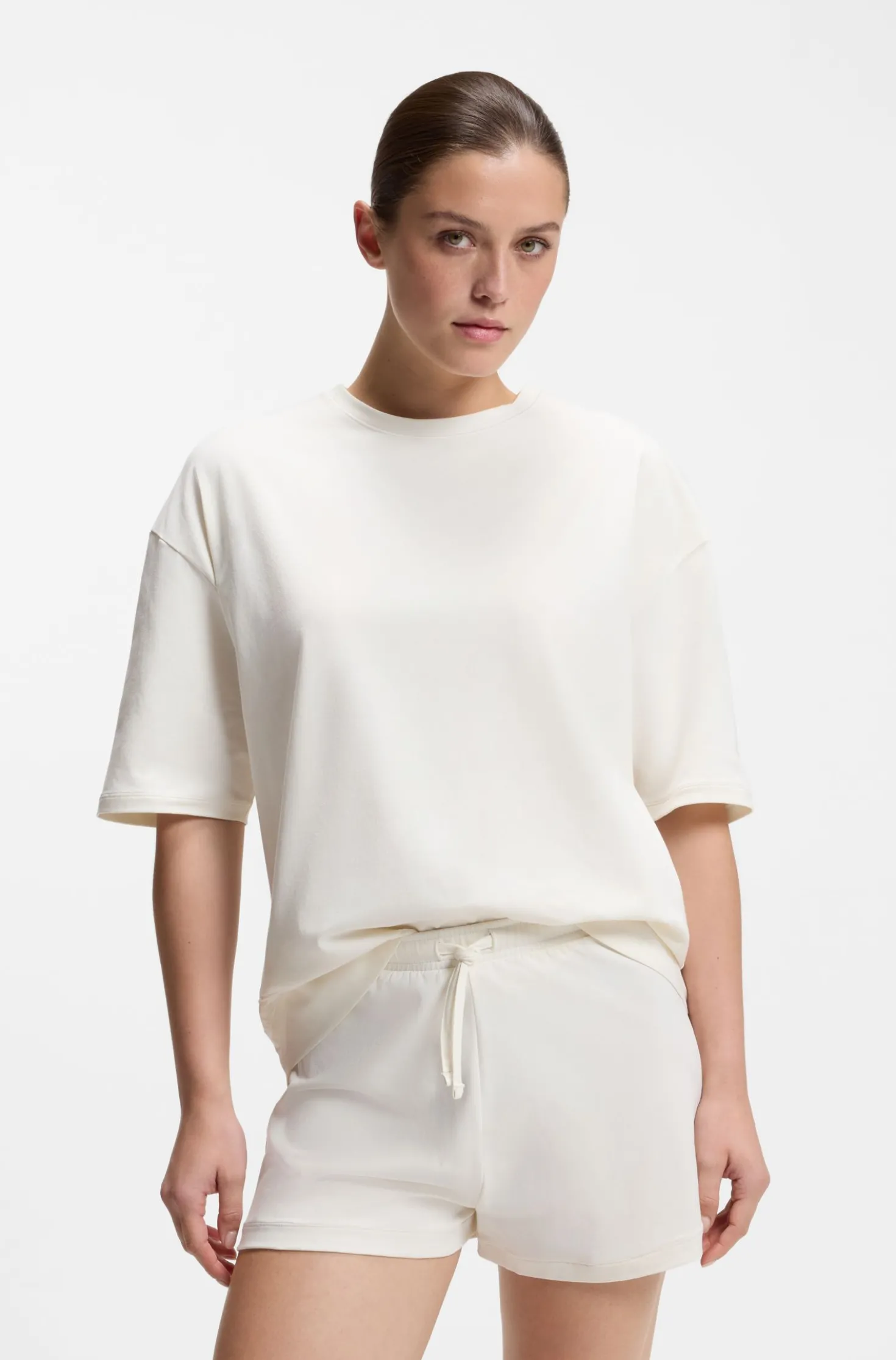 Stretch-cotton pyjamas with mesh logo inserts