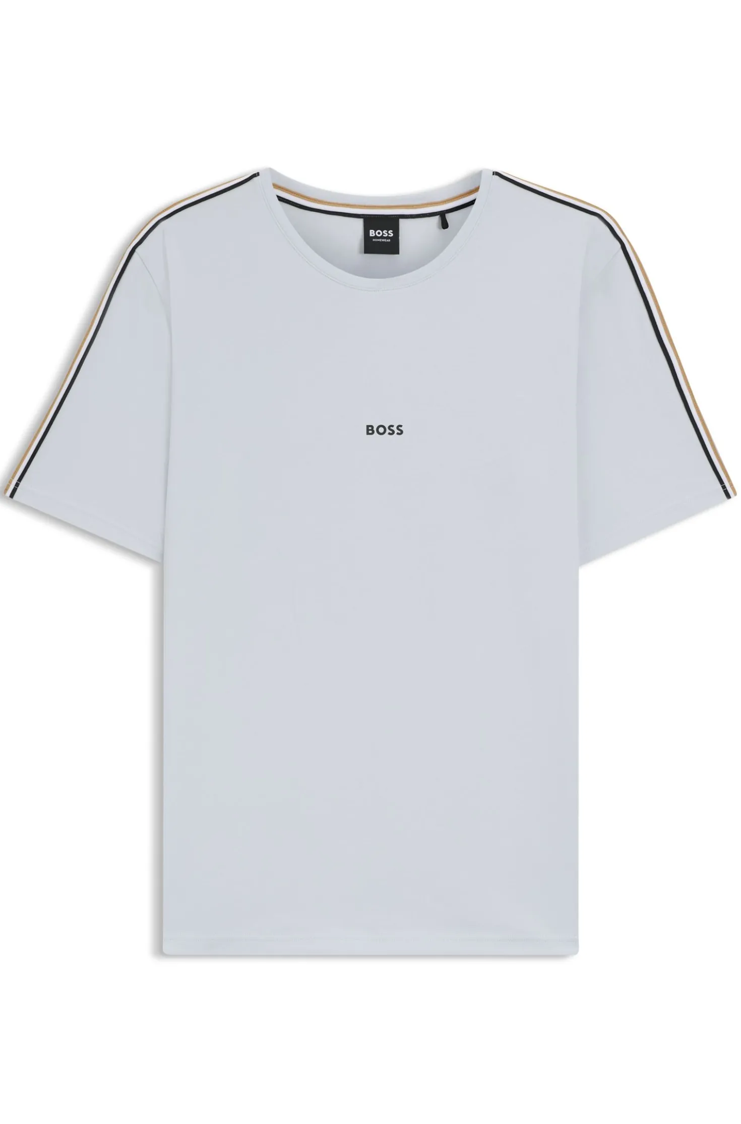 Stretch-cotton pyjama top with signature-stripe tape
