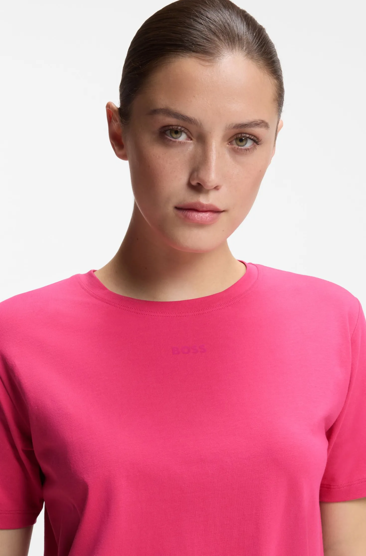 Stretch-cotton pyjama T-shirt with logo print