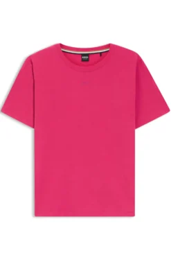 Stretch-cotton pyjama T-shirt with logo print