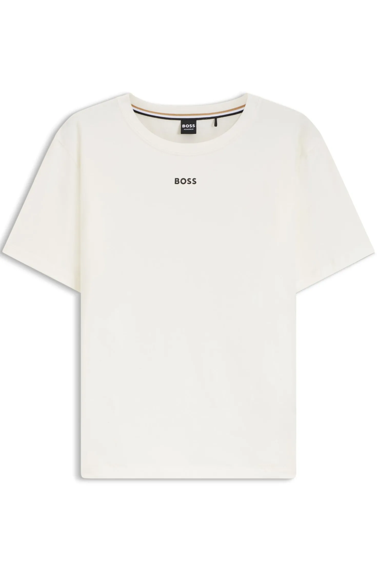 Stretch-cotton pyjama T-shirt with logo print