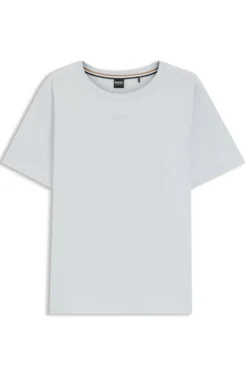 Stretch-cotton pyjama T-shirt with logo print