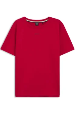 Stretch-cotton pyjama T-shirt with logo print