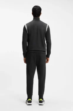 Stretch-cotton regular-fit tracksuit set with stripe inserts