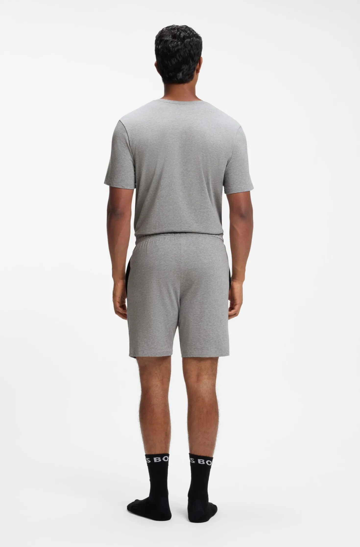 Stretch-cotton shorts with embroidered logo