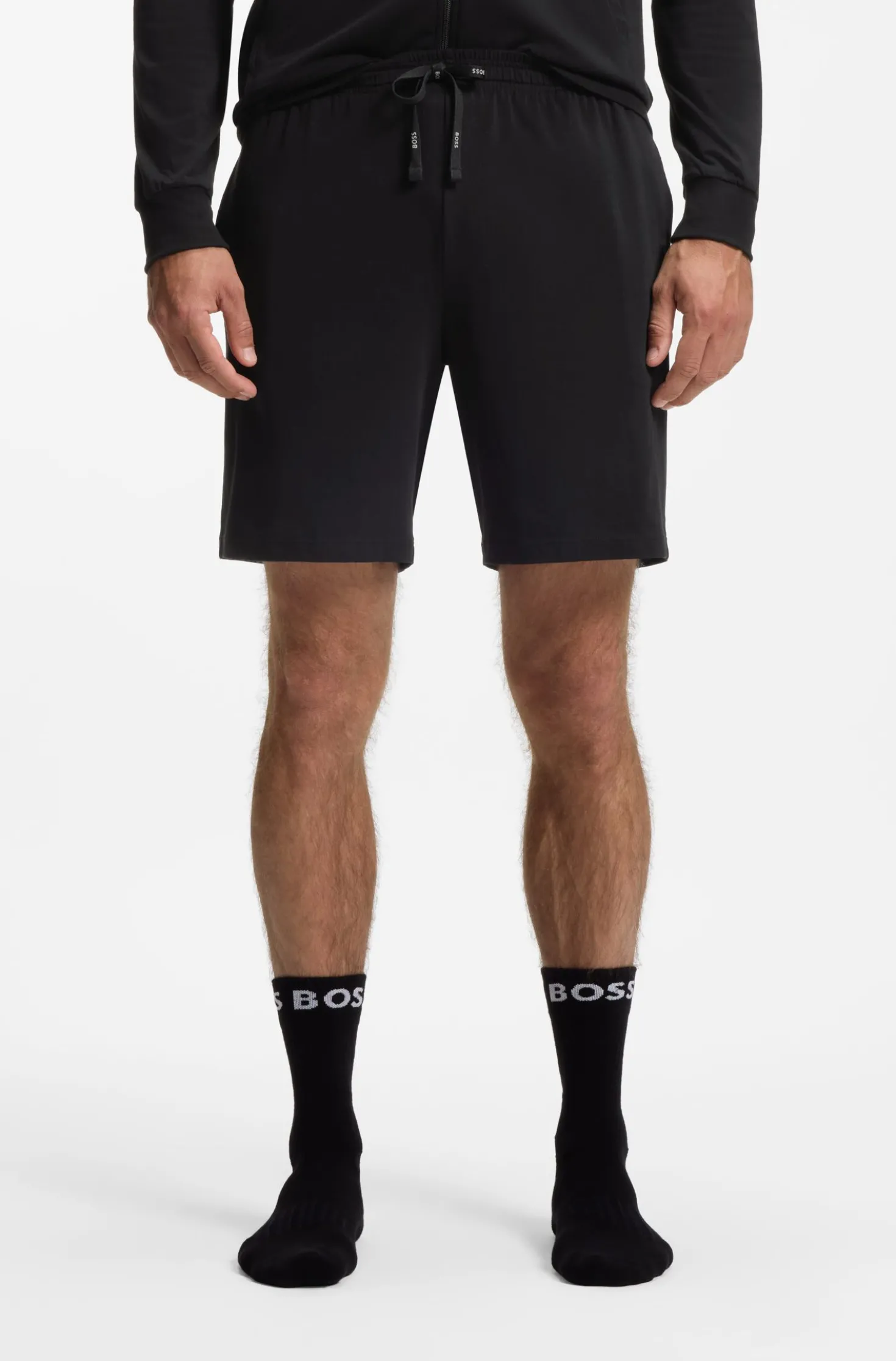 Stretch-cotton shorts with embroidered logo