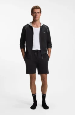Stretch-cotton shorts with embroidered logo