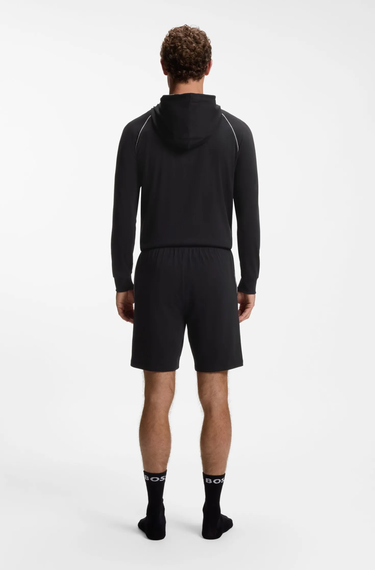 Stretch-cotton shorts with embroidered logo