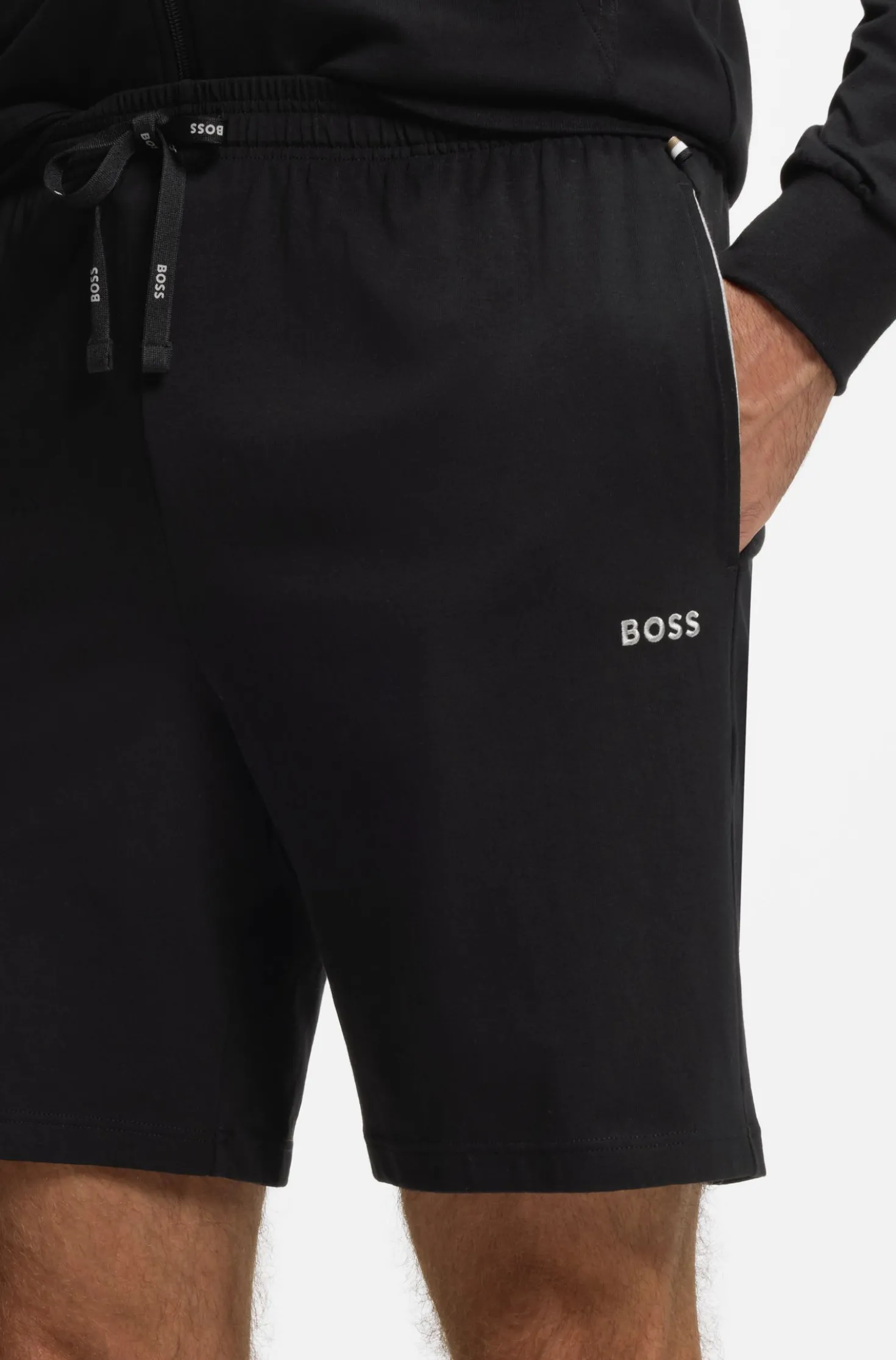 Stretch-cotton shorts with embroidered logo