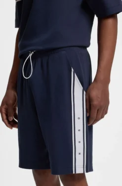 Stretch-cotton shorts with logo tape