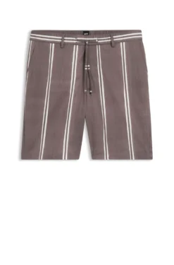 Stretch-cotton shorts with printed pattern