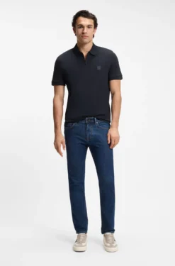 Stretch-cotton slim-fit polo shirt with logo patch