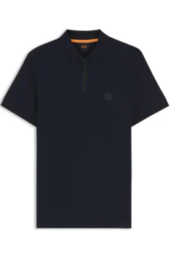 Stretch-cotton slim-fit polo shirt with logo patch