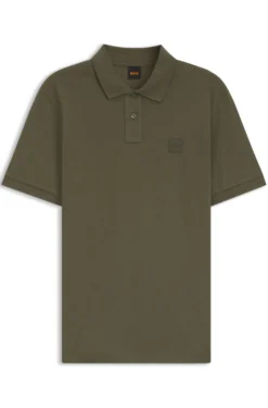 Stretch-cotton slim-fit polo shirt with logo patch