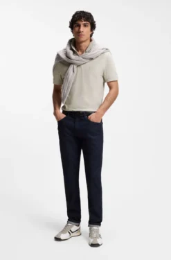 Stretch-cotton slim-fit polo shirt with logo patch
