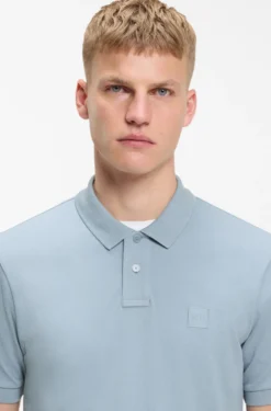 Stretch-cotton slim-fit polo shirt with logo patch