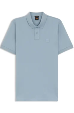 Stretch-cotton slim-fit polo shirt with logo patch