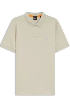 Stretch-cotton slim-fit polo shirt with logo patch