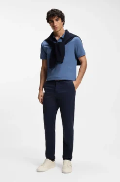 Stretch-cotton slim-fit polo shirt with logo patch