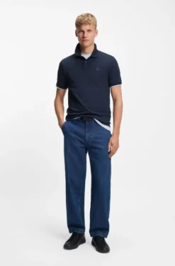 Stretch-cotton slim-fit polo shirt with logo patch