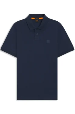 Stretch-cotton slim-fit polo shirt with logo patch