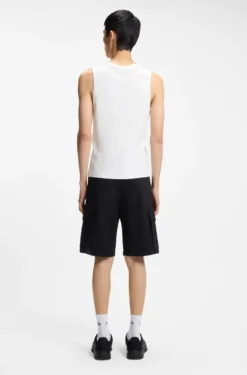 Stretch-cotton slim-fit tank top with contrast logo