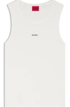 Stretch-cotton slim-fit tank top with contrast logo