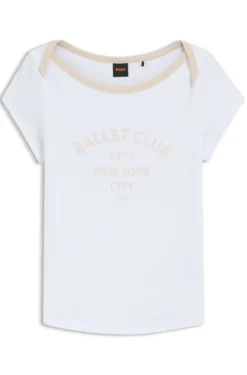 Stretch-cotton slim-fit T-shirt with ballet slogans