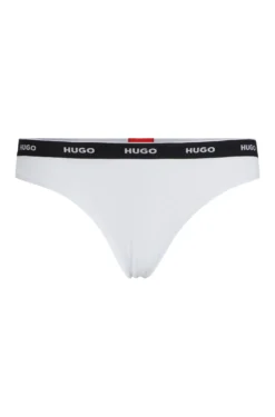 Stretch-cotton string briefs with logo waistband