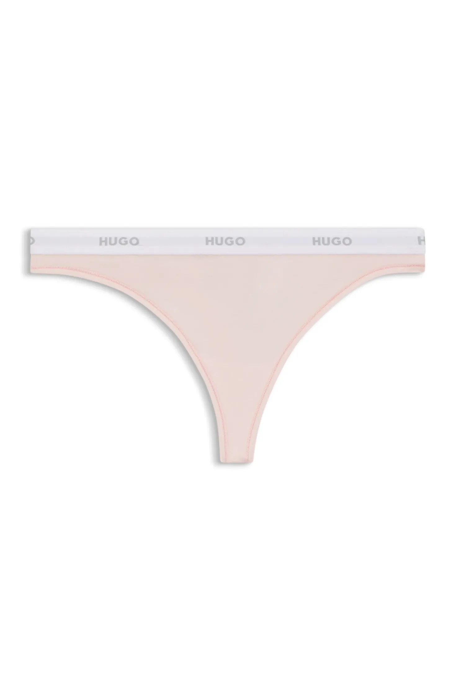 Stretch-cotton thong with logo waistband