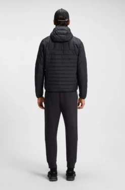 Stretch-cotton tracksuit bottoms with stripe insert