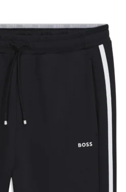 Stretch-cotton tracksuit bottoms with stripe insert