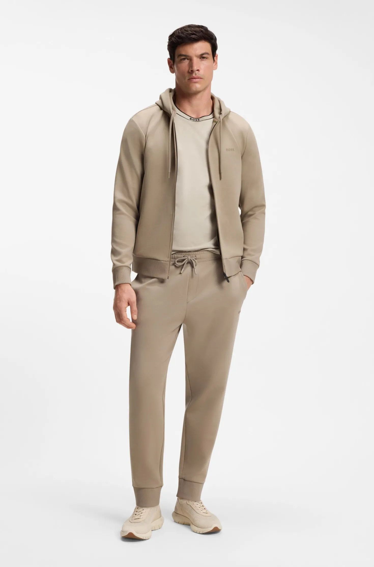 Stretch-cotton tracksuit bottoms with logo detail