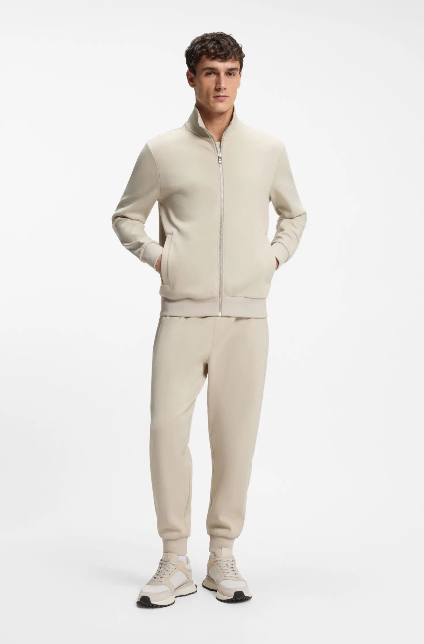 Stretch-cotton tracksuit bottoms with cuffed hems