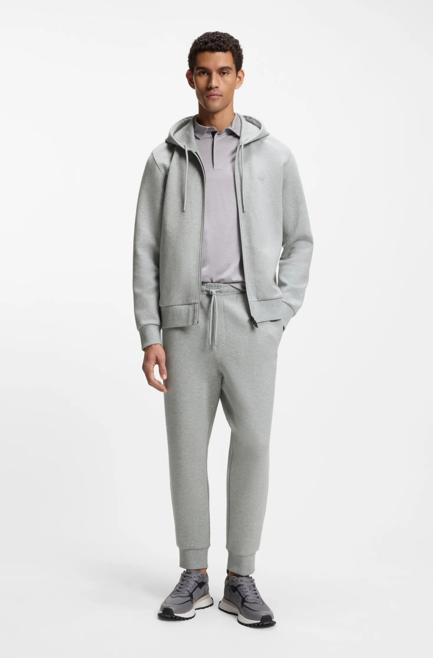 Stretch-cotton tracksuit bottoms with logo detail