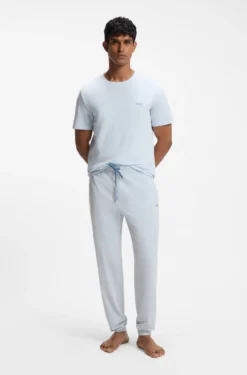 Stretch-cotton tracksuit bottoms with embroidered logo