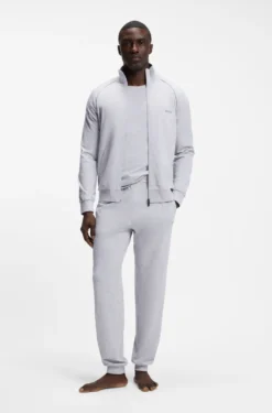 Stretch-cotton tracksuit bottoms with embroidered logo
